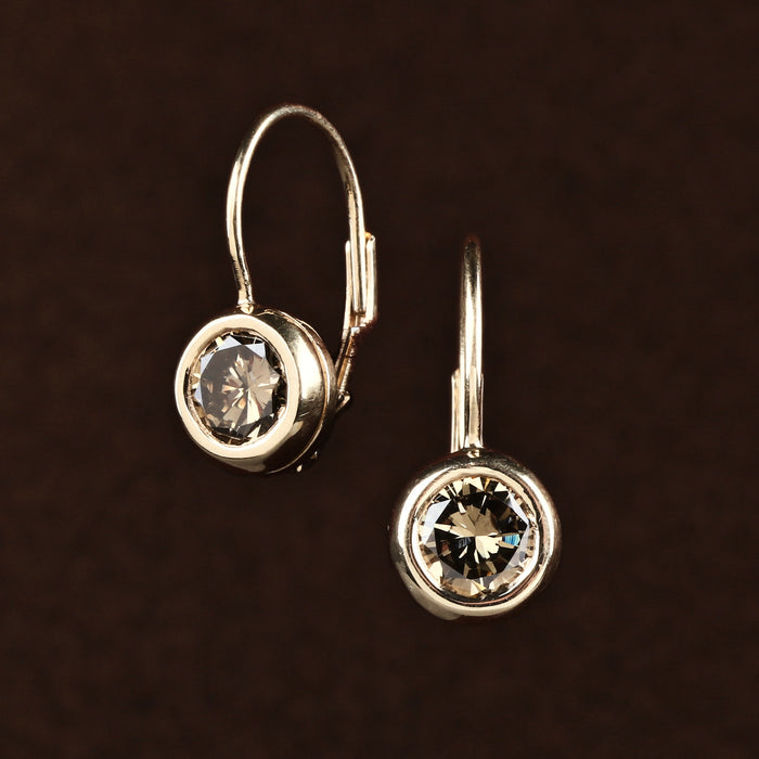 BRILLIANT BROWN DIAMOND DROP EARRINGS IN 14K YELLOW GOLD