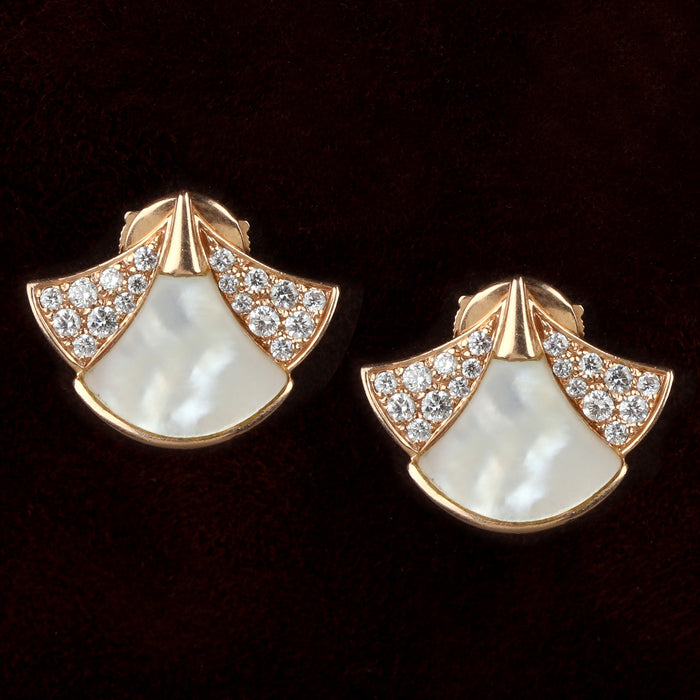 BULGARI MOTHER OF PEARL DIVA EARRINGS 18K ROSE GOLD