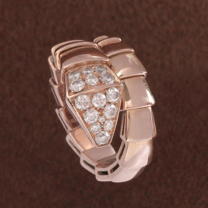 BULGARI DIAMOND SERPENTI VIPER RING 18K ROSE GOLD