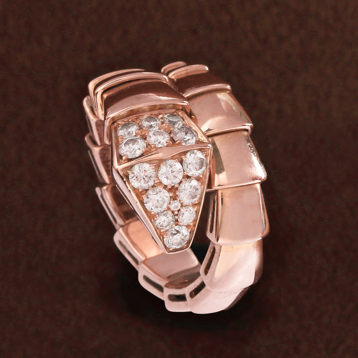 BULGARI DIAMOND SERPENTI VIPER RING 18K ROSE GOLD