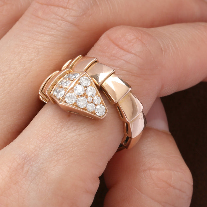 BULGARI DIAMOND SERPENTI VIPER RING 18K ROSE GOLD