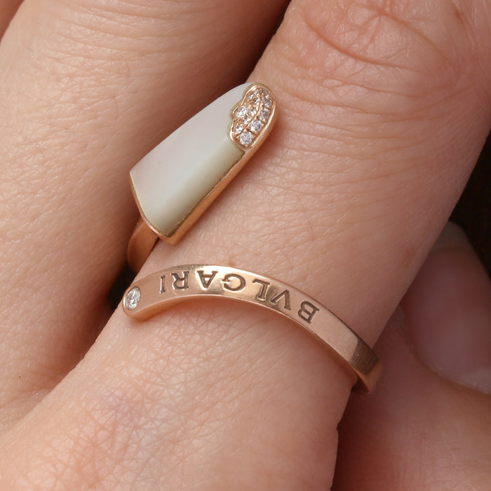BULGARI MOTHER OF PEARL GELATI RING 18K ROSE GOLD