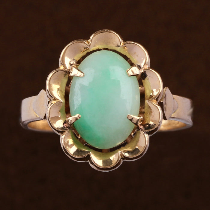 JADE FLOWER RING IN 22K YELLOW GOLD