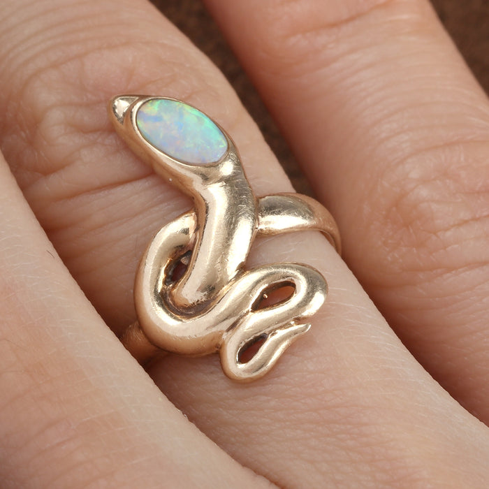 OPAL SNAKE RING 14K YELLOW GOLD