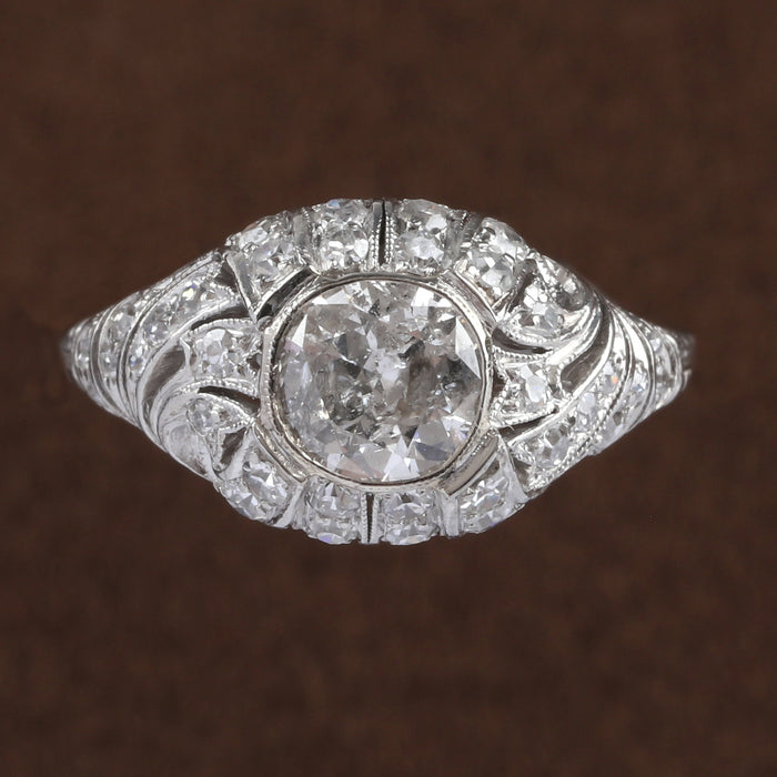 0.79CT OLD MINE CUT DIAMOND COCKTAIL RING IN PLATINUM