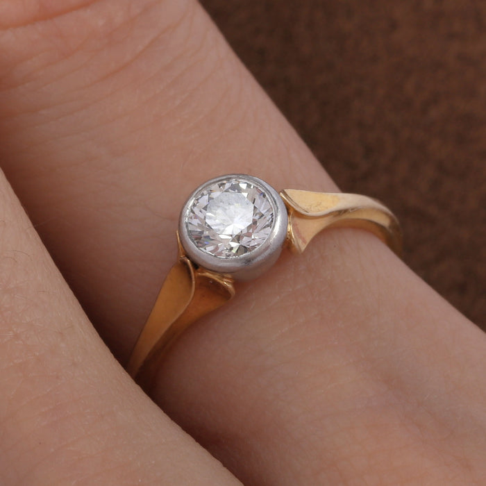 VINTAGE MCTEIGUE & MCCLELLAND 0.52CT BRILLIANT DIAMOND RING 18K BLOOMED GOLD