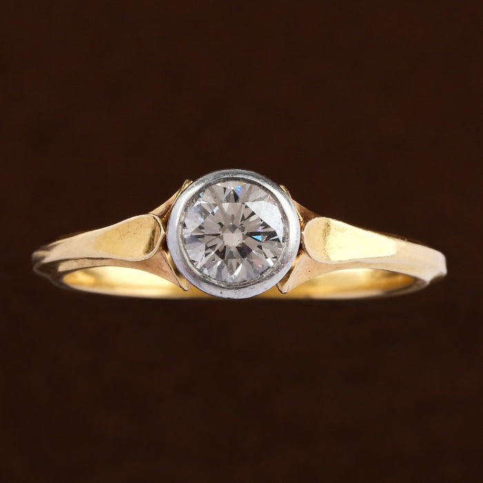 VINTAGE MCTEIGUE & MCCLELLAND 0.52CT BRILLIANT DIAMOND RING 18K BLOOMED GOLD