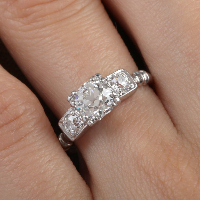 VINTAGE TRAUB PLATINUM DIAMOND RING SZ 5