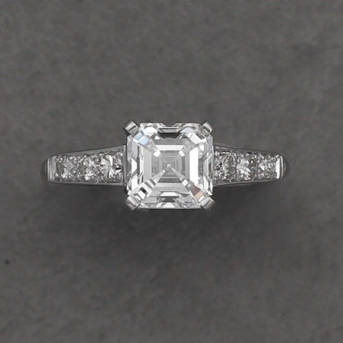 ASSCHER CUT DIAMOND ART DECO RING