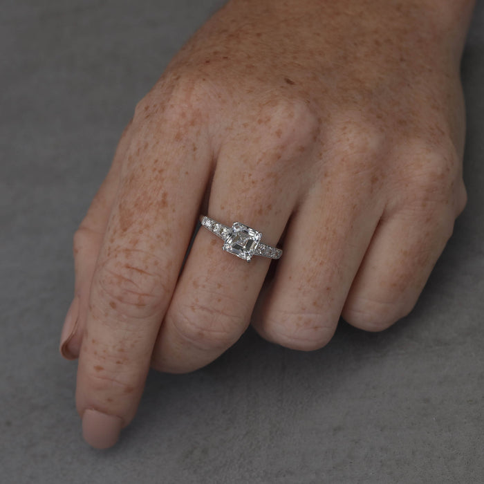 ASSCHER CUT DIAMOND ART DECO RING