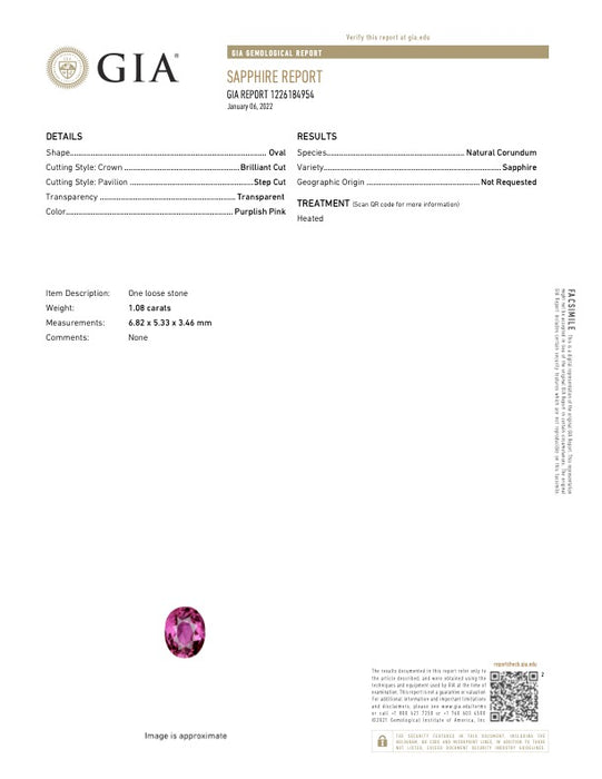 Purplish Pink Sapphire Tazza Ring in Platinum
