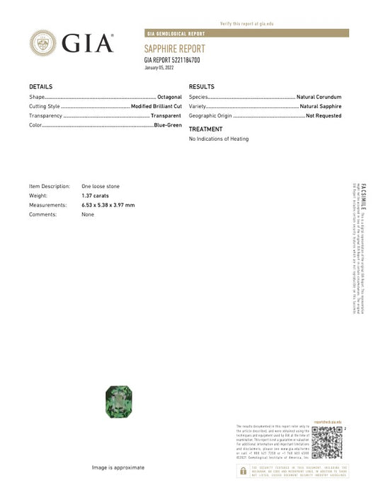 Radiant Green Sapphire Tazza Ring in Platinum