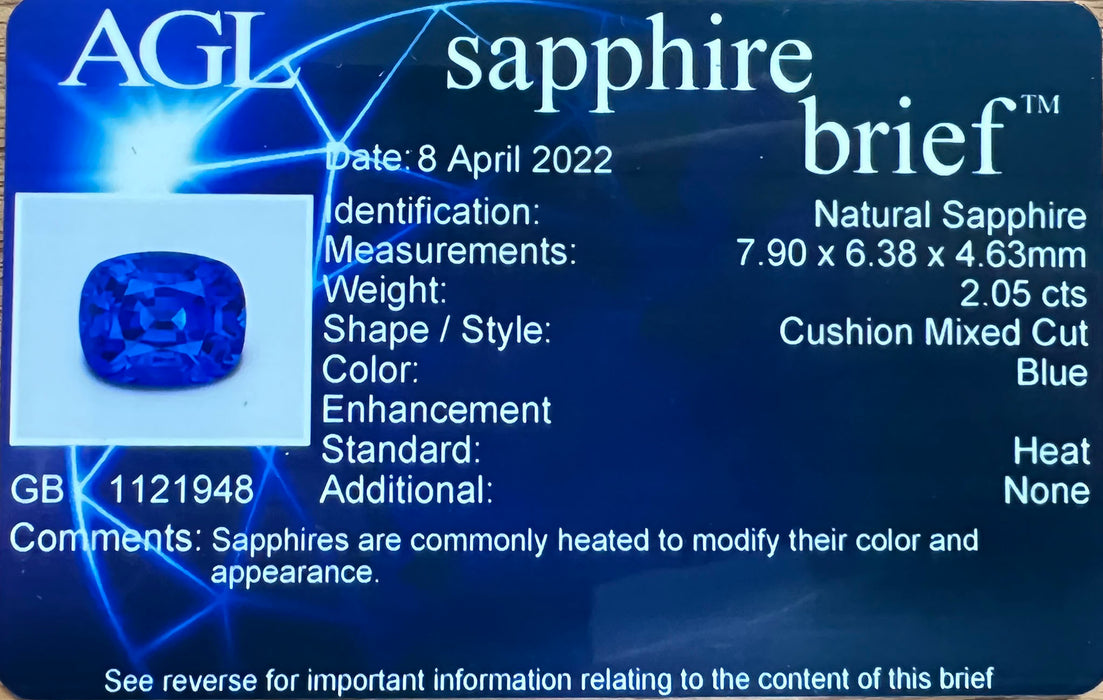 2.05CT CUSHION BLUE SAPPHIRE TAZZA RING IN PLATINUM