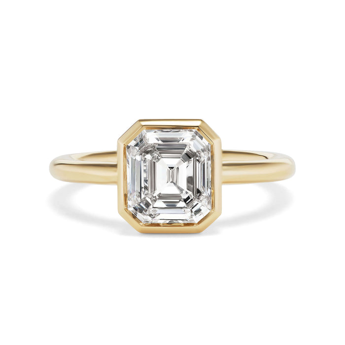 2.21ct Emerald Cut Diamond Tazza Ring in 18k Yellow Gold