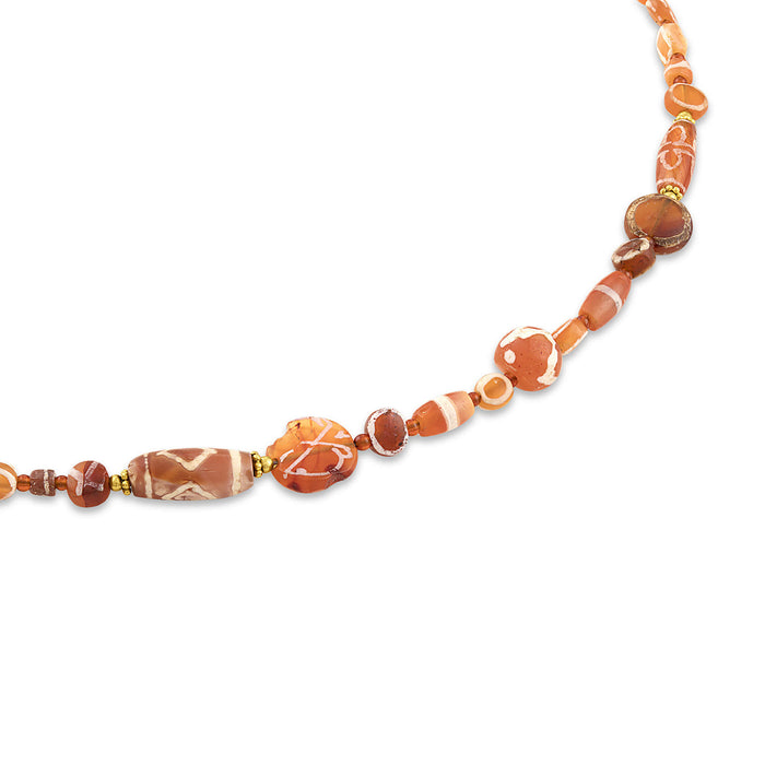 Ancient Carnelian Dzi Bead Necklace