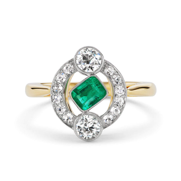 Emerald & Diamond Antique Revival Ring