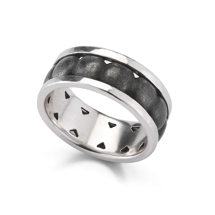 Pillow Ring in Wrought-Iron & 22kt Yellow Gold Size 11.25
