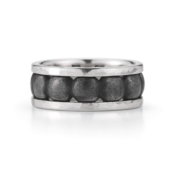 Pillow Ring in Wrought-Iron & 22kt Yellow Gold Size 11.25
