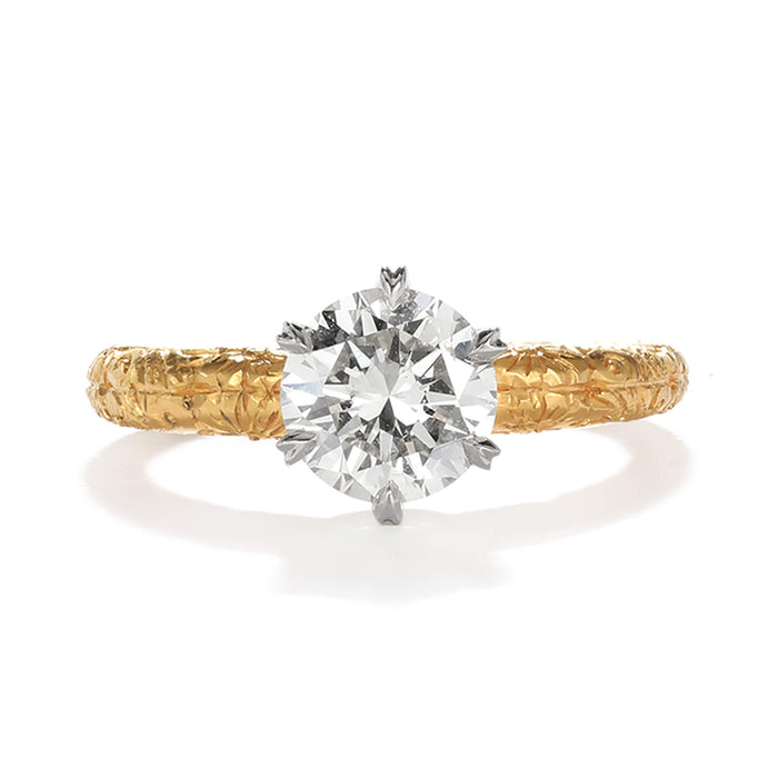 1.47ct Engraved Scallop Solitaire Ring