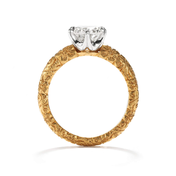 1.47ct Engraved Scallop Solitaire Ring
