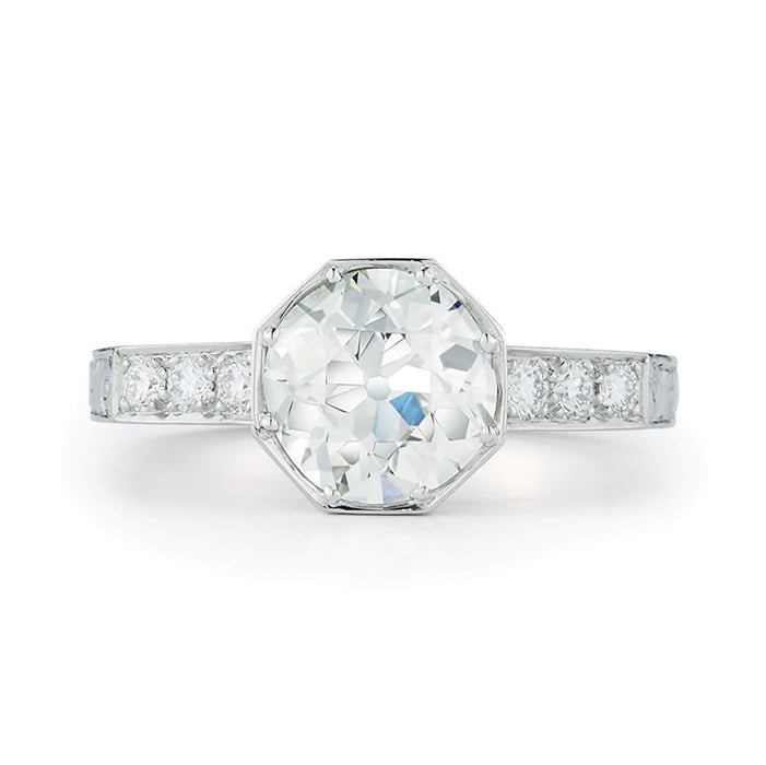 1.74ct Old European Cut Diamond Aqueduct Ring in Platinum