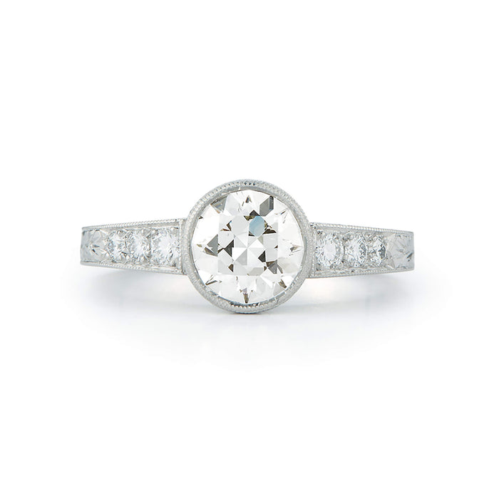 Old European Cut Diamond Beaux Art Ring in Platinum