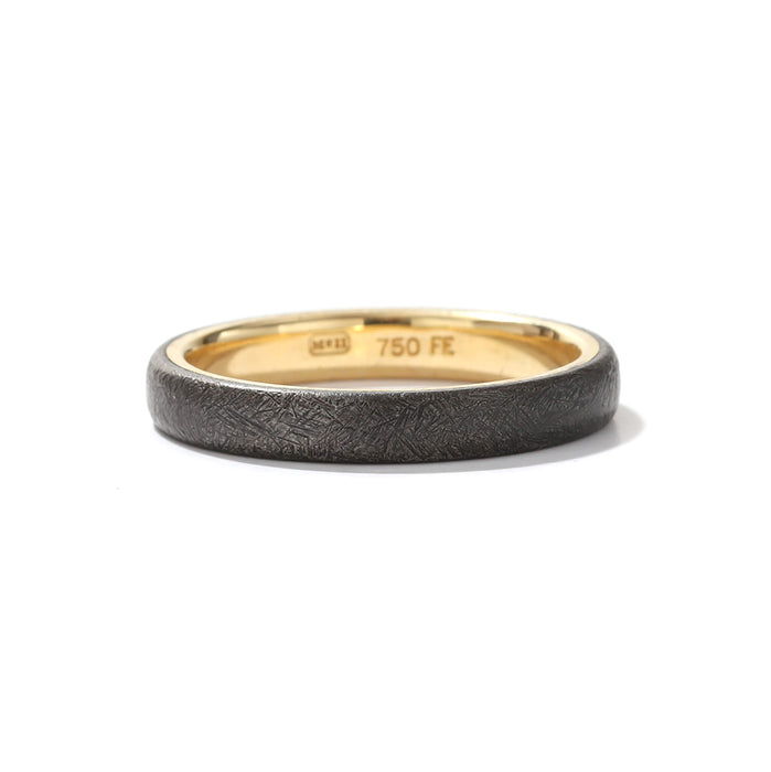 Indico Wrought Iron & 18kt Yellow Gold Distressed Blackened Band