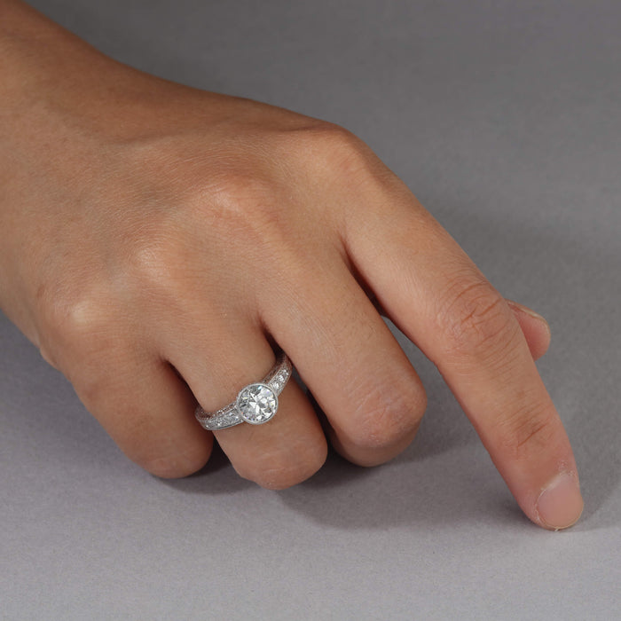 Old European Cut Diamond Beaux Art Ring in Platinum