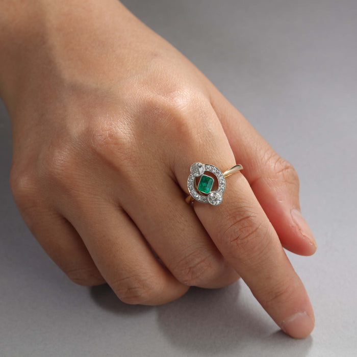Emerald & Diamond Antique Revival Ring