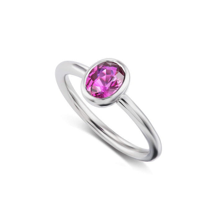 Purplish Pink Sapphire Tazza Ring in Platinum