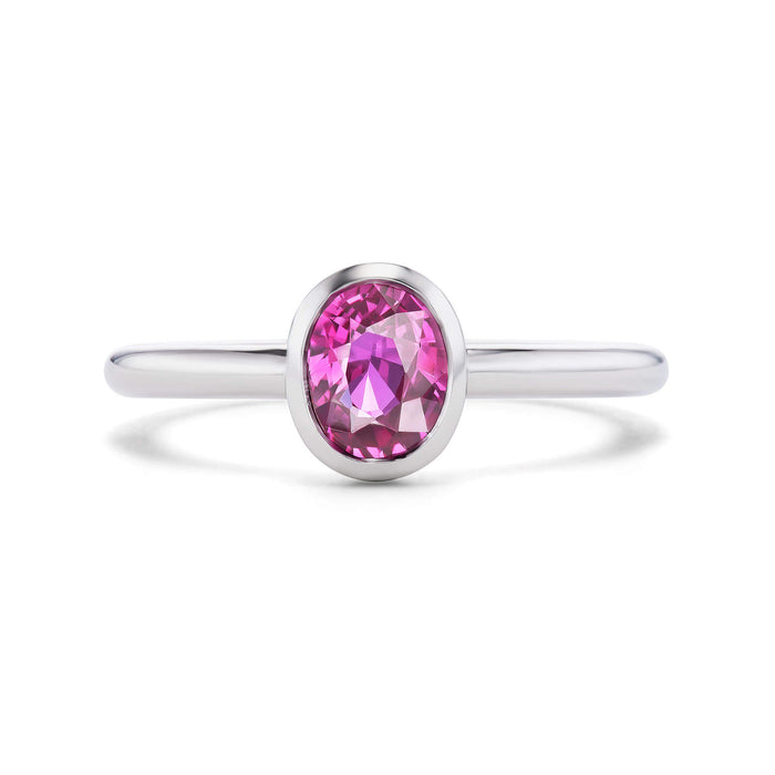 Purplish Pink Sapphire Tazza Ring in Platinum
