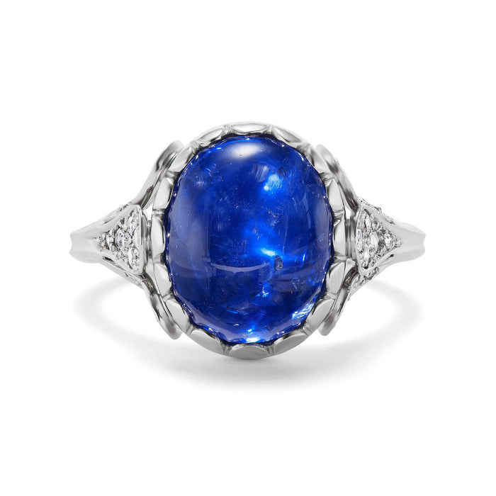 8.86ct Cabochon Sapphire Ring in Platinum