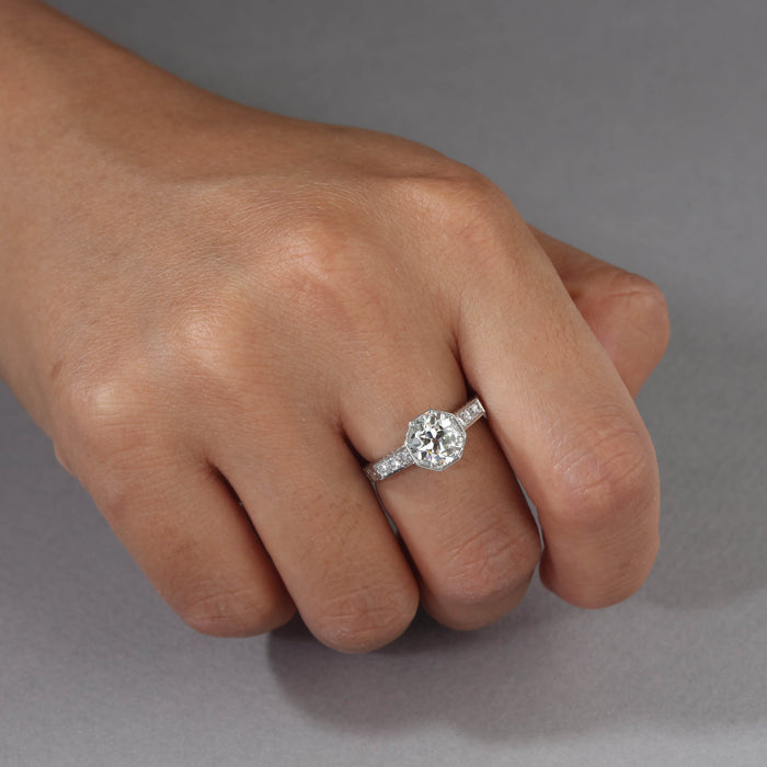 1.74ct Old European Cut Diamond Aqueduct Ring in Platinum